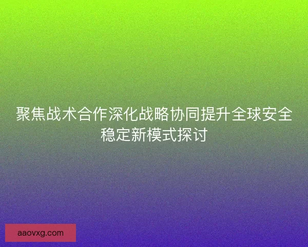 聚焦战术合作深化战略协同提升全球安全稳定新模式探讨