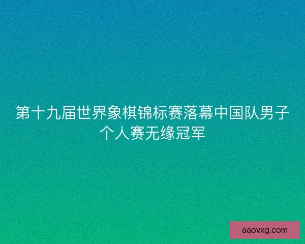 第十九届世界象棋锦标赛落幕中国队男子个人赛无缘冠军