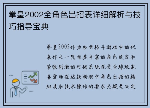 拳皇2002全角色出招表详细解析与技巧指导宝典